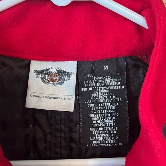 Harley Davidson Red Black Fleece Jacket Medium - Picture 3 of 5